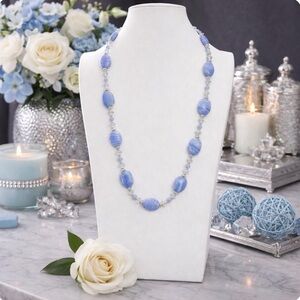 ARTISAN Faceted Blue Lace Agate, Opalite, and Sterling Silver Necklace